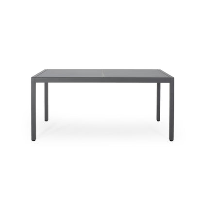 Cherie Outdoor Aluminum Dining Table with Tempered Glass Table Top