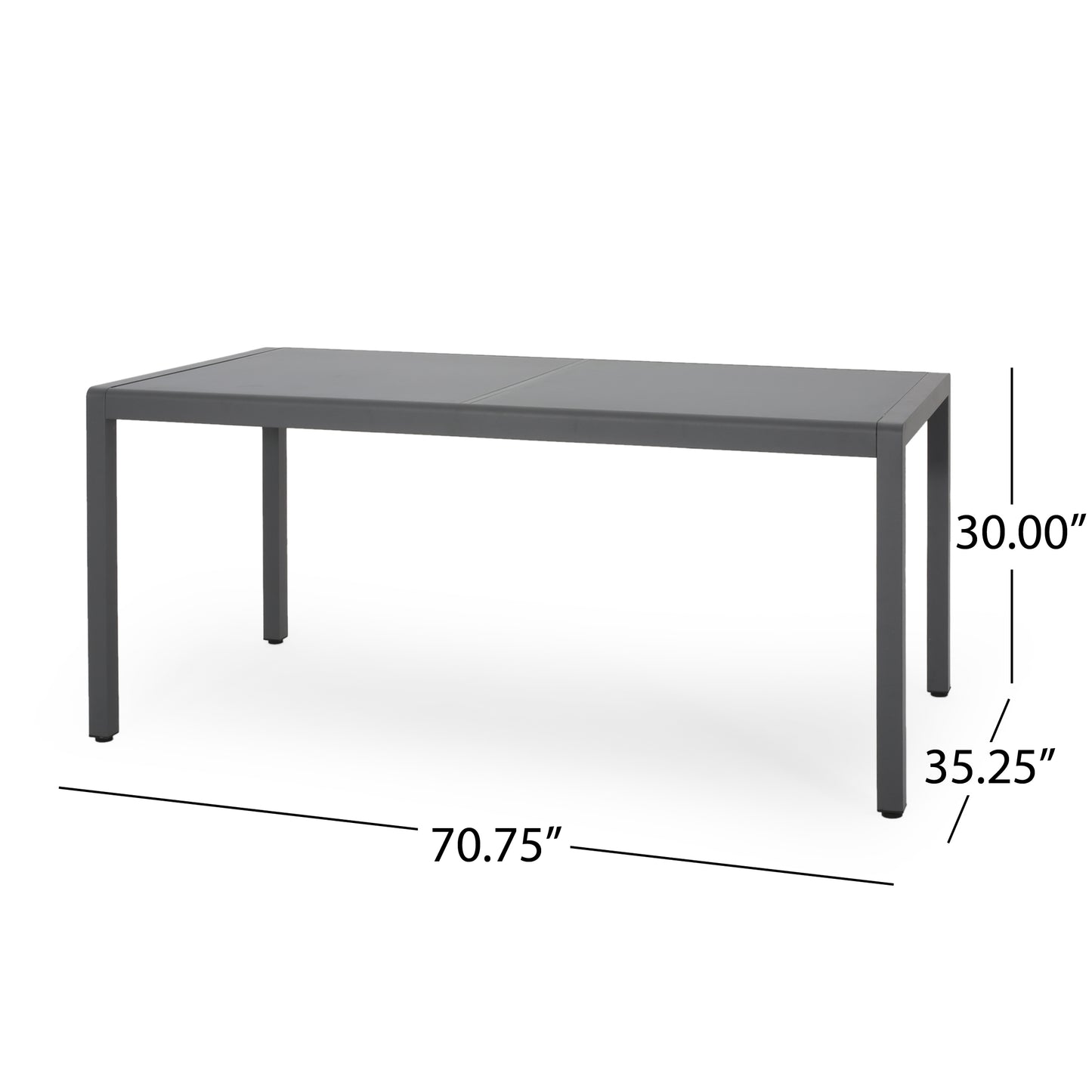 Cherie Outdoor Aluminum Dining Table with Tempered Glass Table Top