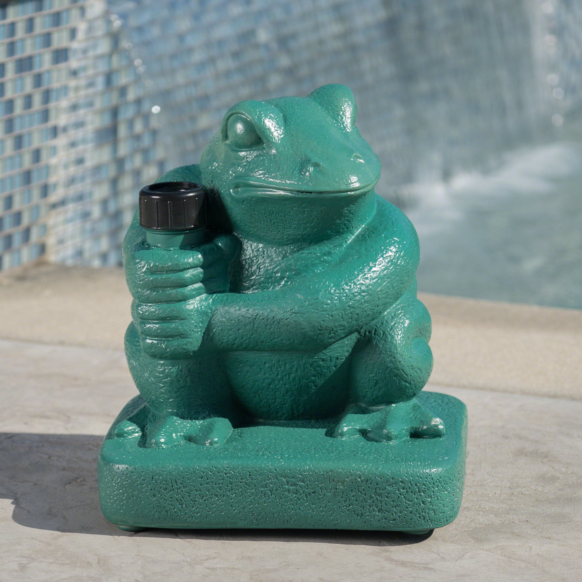 frog patio umbrella stand Zues Outdoor 55lbs Green Frog Umbrella Base – GDFStudio