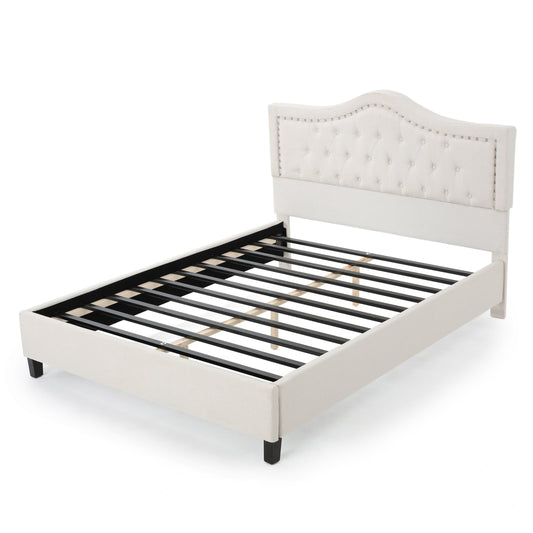 Dante Contemporary Upholstered Queen Bed Set with Nailhead Trim