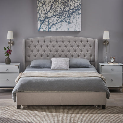 Twilight Fully Upholstered Fabric Queen Bed Set