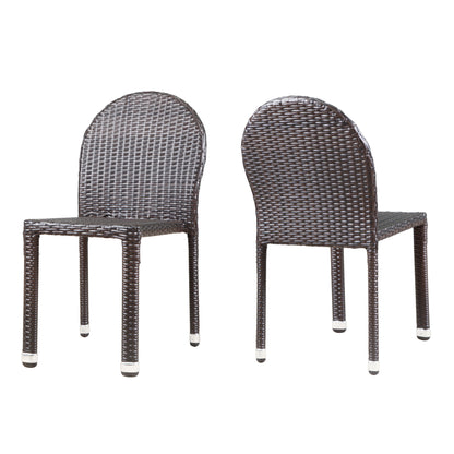 Ava Outdoor Aluminum Frame Wicker Stackable Dining Chairs - Set of 2