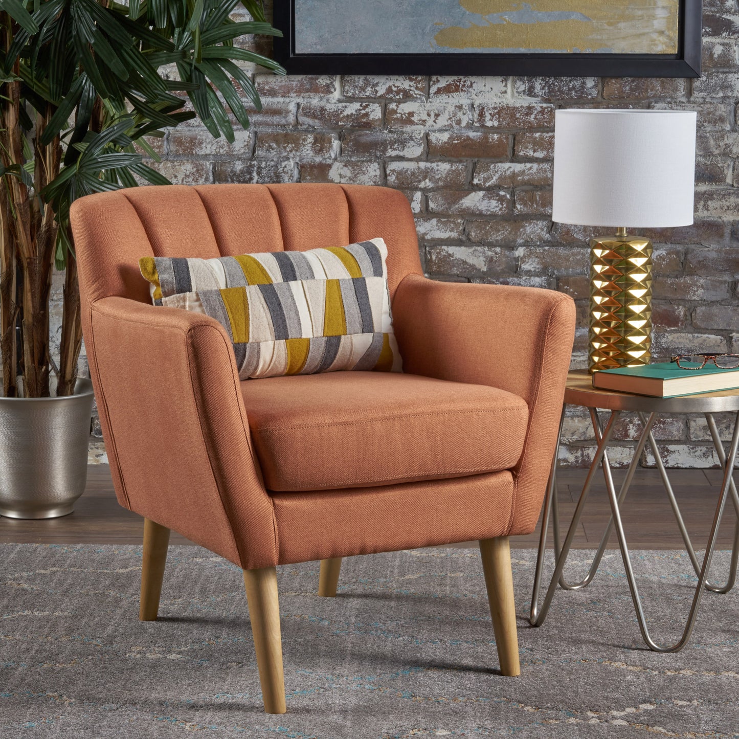 Madelyn Mid Century Modern Fabric Club Chair