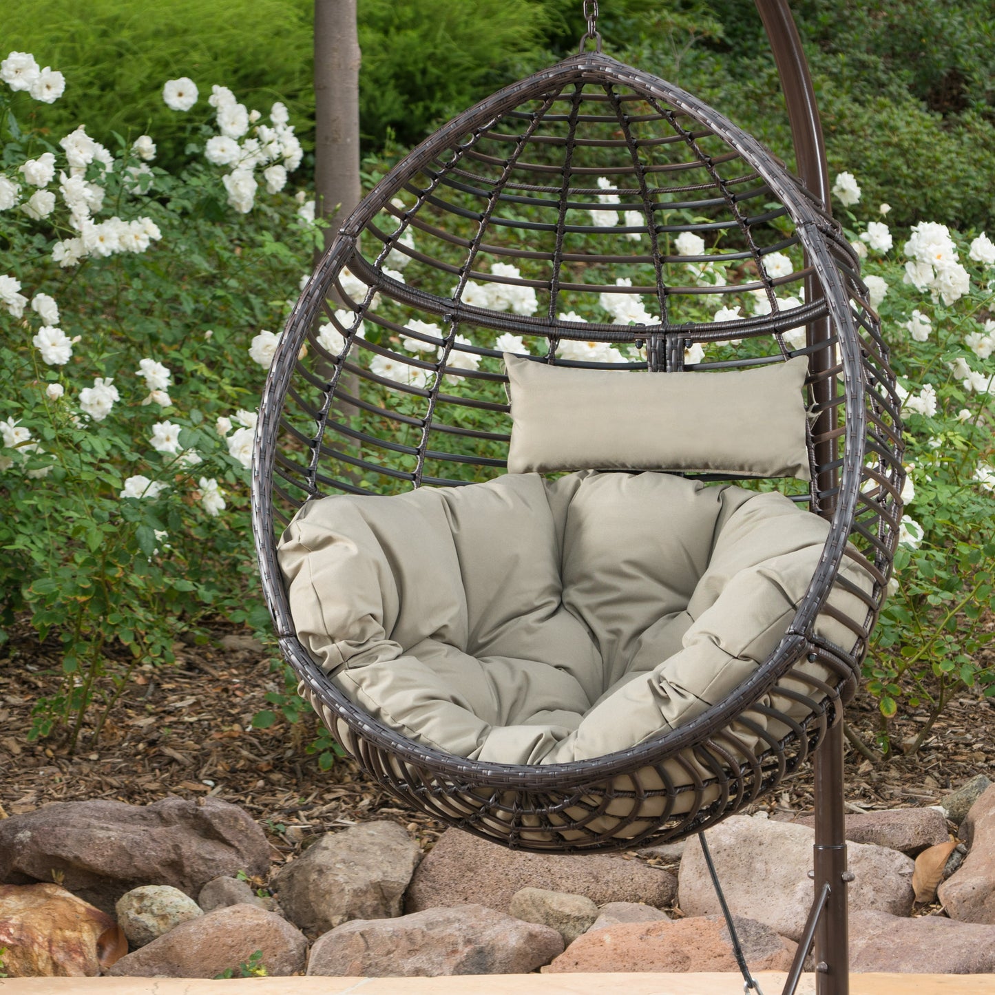 Leasa Indoor/Outdoor Hanging Teardrop / Egg Chair (Stand Not Included)
