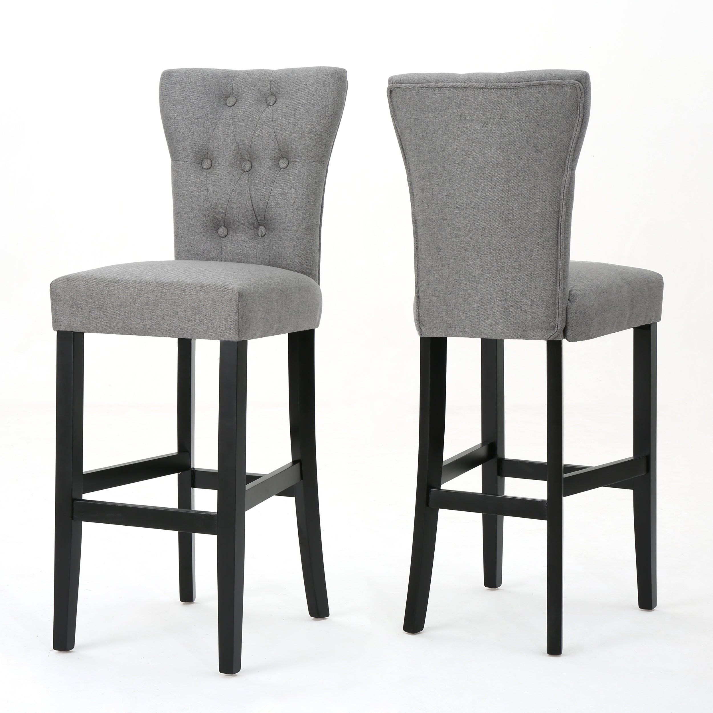 Padma 30 Inch Tufted Back Fabric Barstools Set of 2 GDFStudio