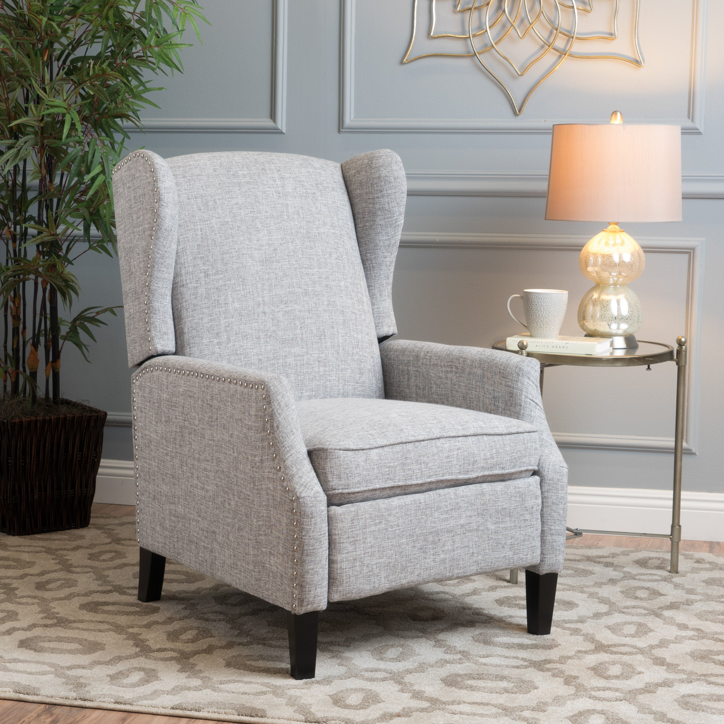 Gray deals wingback recliner