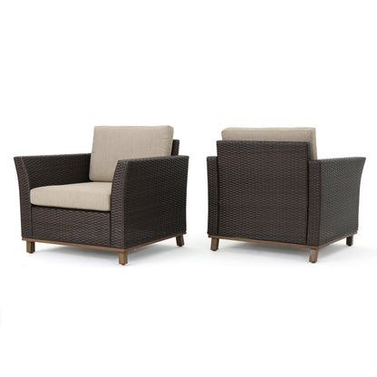 Grady Outdoor Aluminum Framed Mix Brown Wicker Club Chairs (Set of 2)