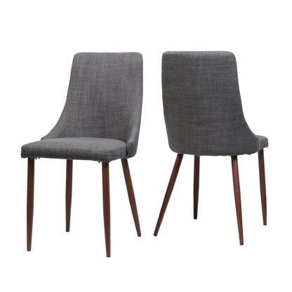 Soloman Mid Century Fabric Dining Chairs with Wood Finished Legs - Set of 2
