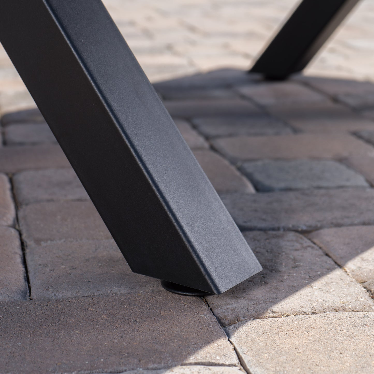 Galatian Outdoor White Lightweight Concrete Dining Table w/ Black Iron Legs