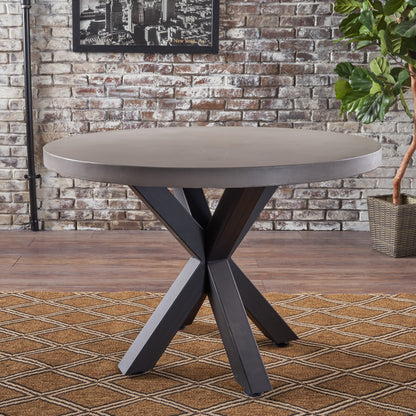 Caprice Modern Lightweight Concrete Circular Dining Table with Cross Base