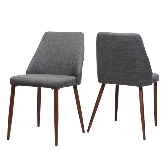 Mable Mid Century Fabric Dining Chairs with Wood Finished Legs - Set of 2