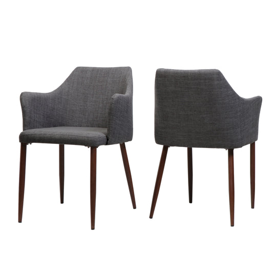 Nande Mid Century Fabric Dining Chairs with Wood Finished Legs - Set of 2