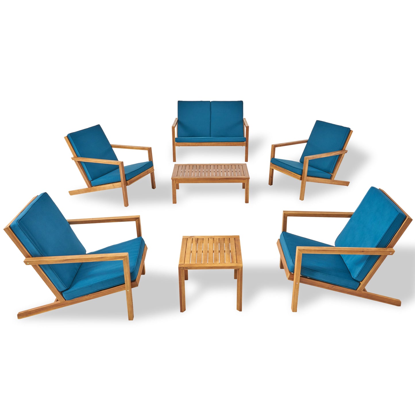 Nick Outdoor 6 Seater Acacia Wood Extended Chat Set