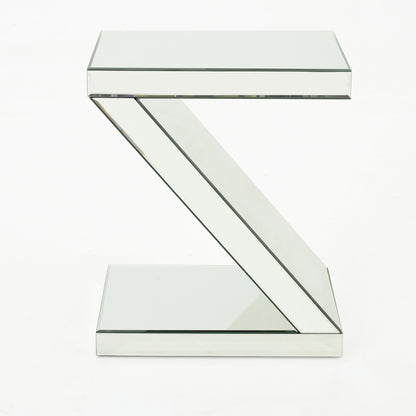 Adu Mirrored Z Shaped Side Table