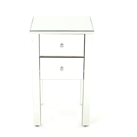 Seranade Mirror Finished 2 Drawer Side Table