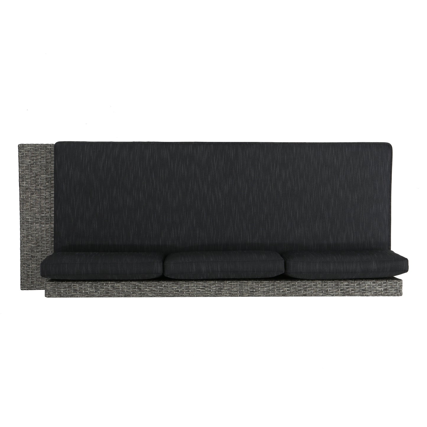 Stuart Outdoor 3 Seater Wicker Right Sofa, Mixed Black with Dark Grey Cushions