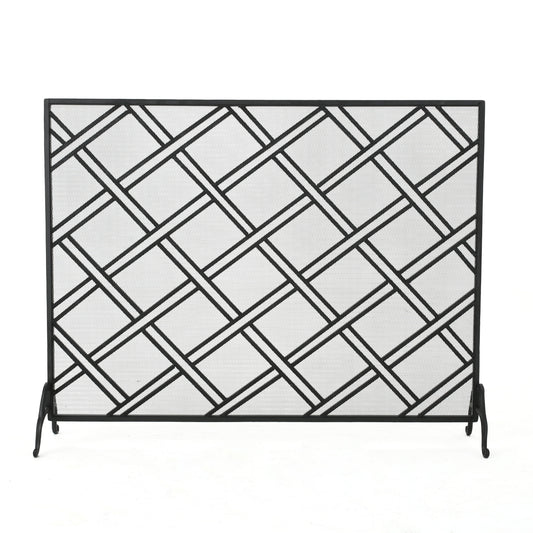 Josette Contemporary Single-Panel Iron Fireplace Screen