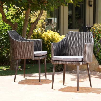 Ibiza Outdoor Wicker Dining Chairs with Water Resistant Cushion (Set of 2)