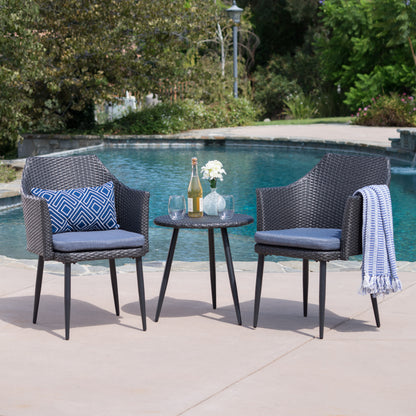 Ibiza Outdoor 3 Piece Wicker Chat Set with Water Resistant Cushions