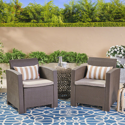 Fiona Outdoor Wicker Print Club Chairs with Water Resistant Cushions