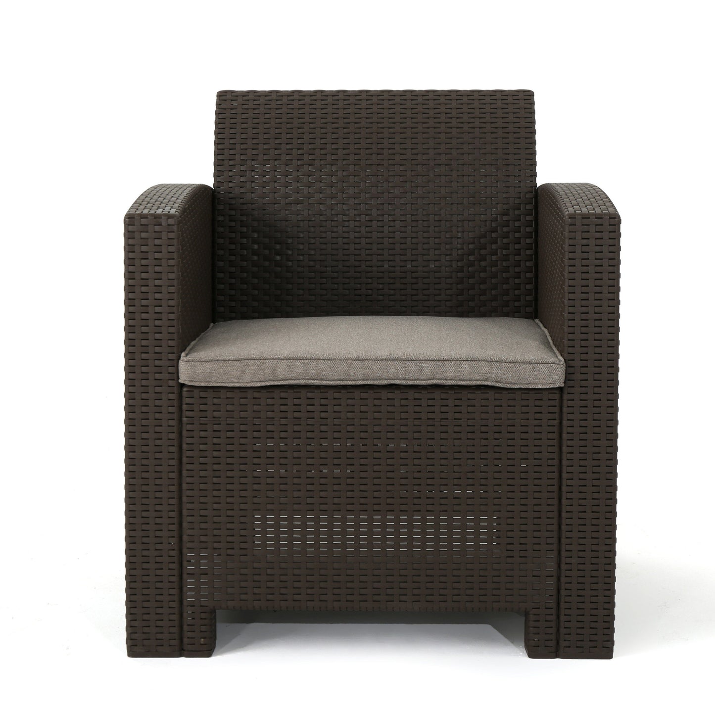 Ollie Outdoor 2-Seater Wicker Print Club Chair Chat Set with Fire Pit