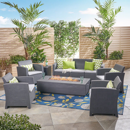 Ken 7-Seater Outdoor Chat Set with Fire Pit