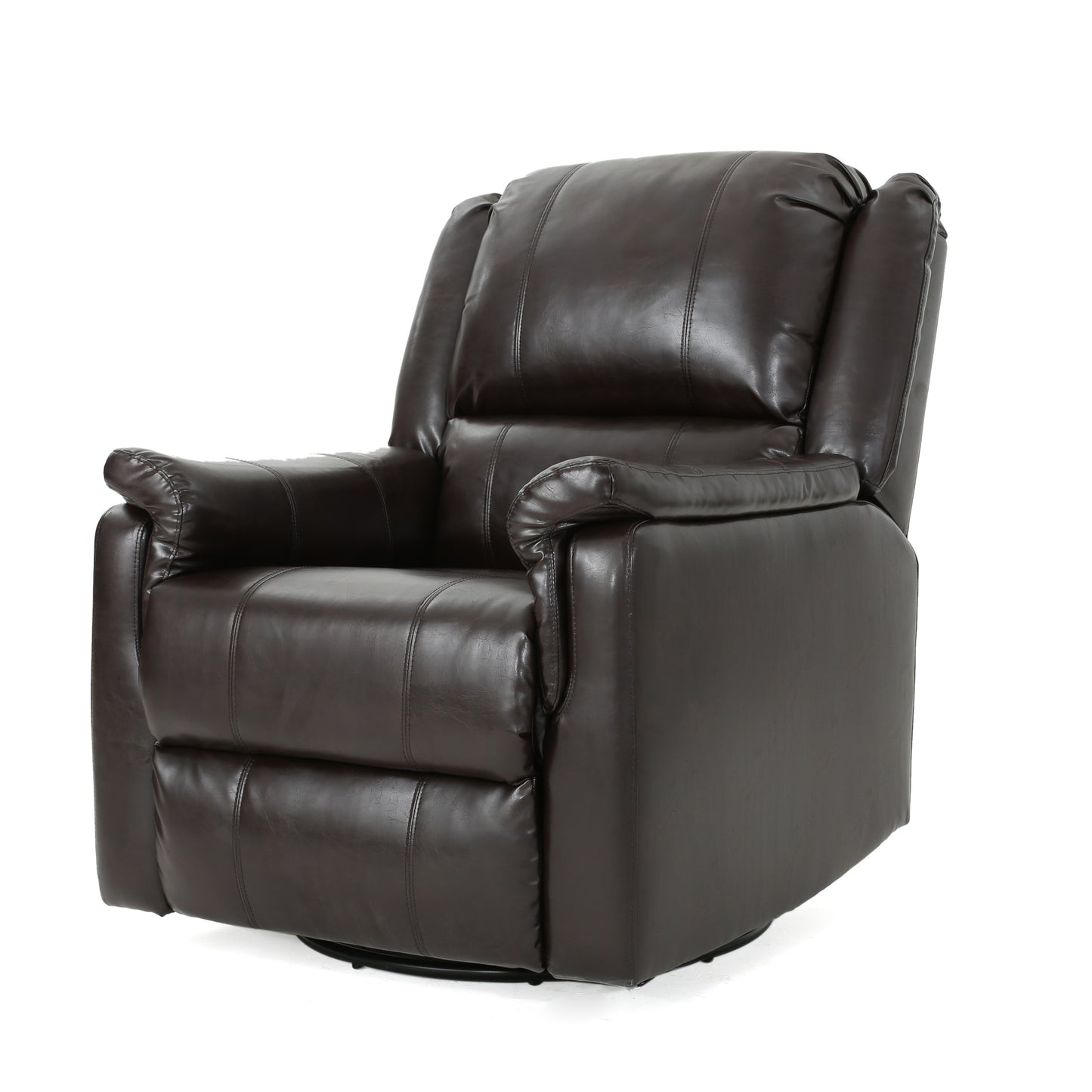 Jemma Tufted Brown Leather Swivel Gliding Recliner Chair