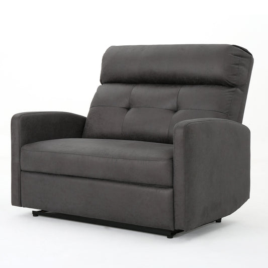 Hana Plush Cushion Tufted Back Microfiber Loveseat Recliner