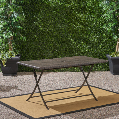 Riley Outdoor Multi-brown Wicker Rectangular Foldable Dining Table