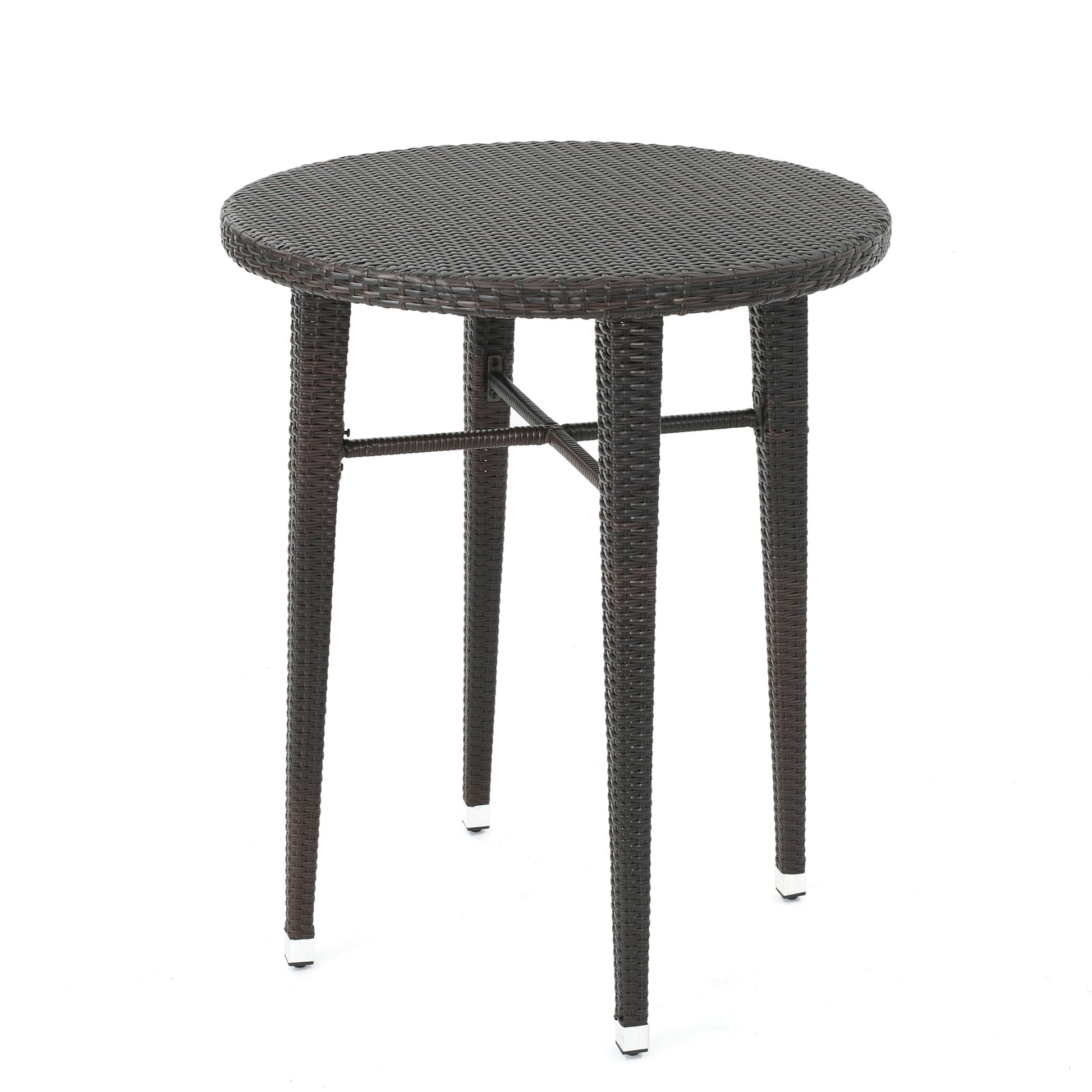 Dom Outdoor Inch Round Multi-brown Wicker Bar Table – GDFStudio