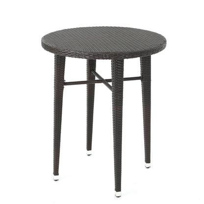 Dom Outdoor 32.5 Inch Round Multi-brown Wicker Bar Table