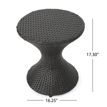 Frances Outdoor 16-inch Multi-brown Wicker Hourglass Side Table