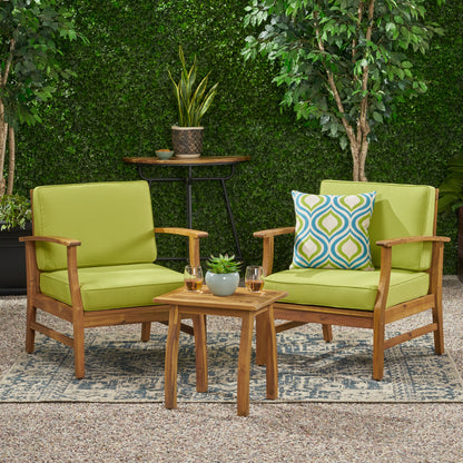 Pearl Outdoor 2 Seater Acacia Wood Chat Set with Cushions