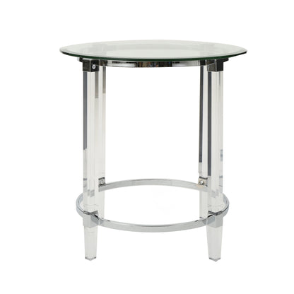 Orson See Through Clear Acrylic & Glass Round End Table
