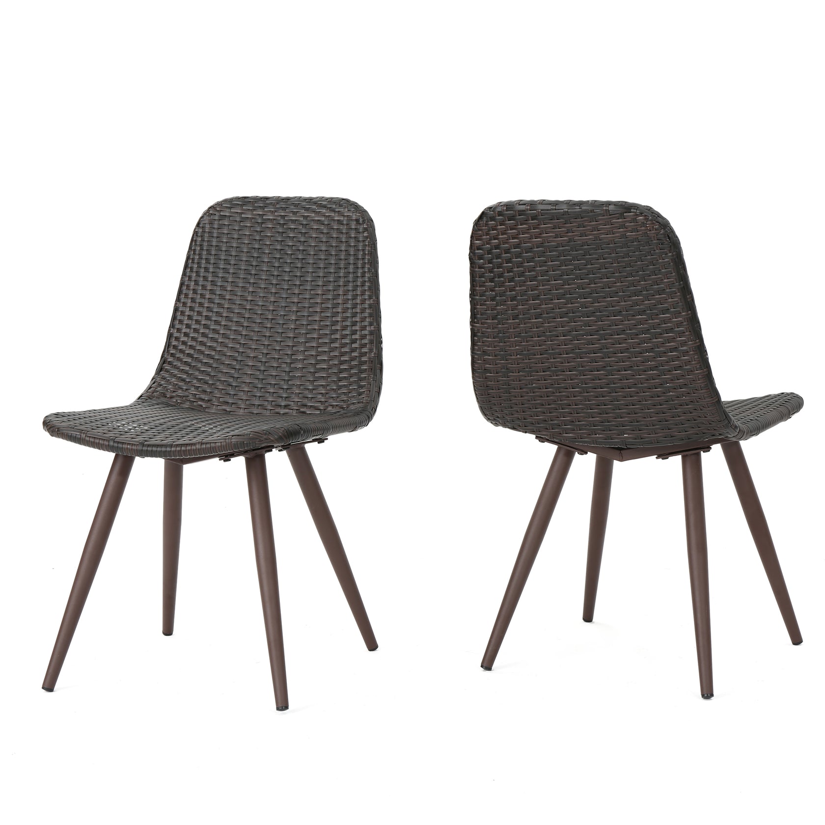 Gilda Outdoor Multibrown Wicker Dining Chairs with Dark Brown Powder C
