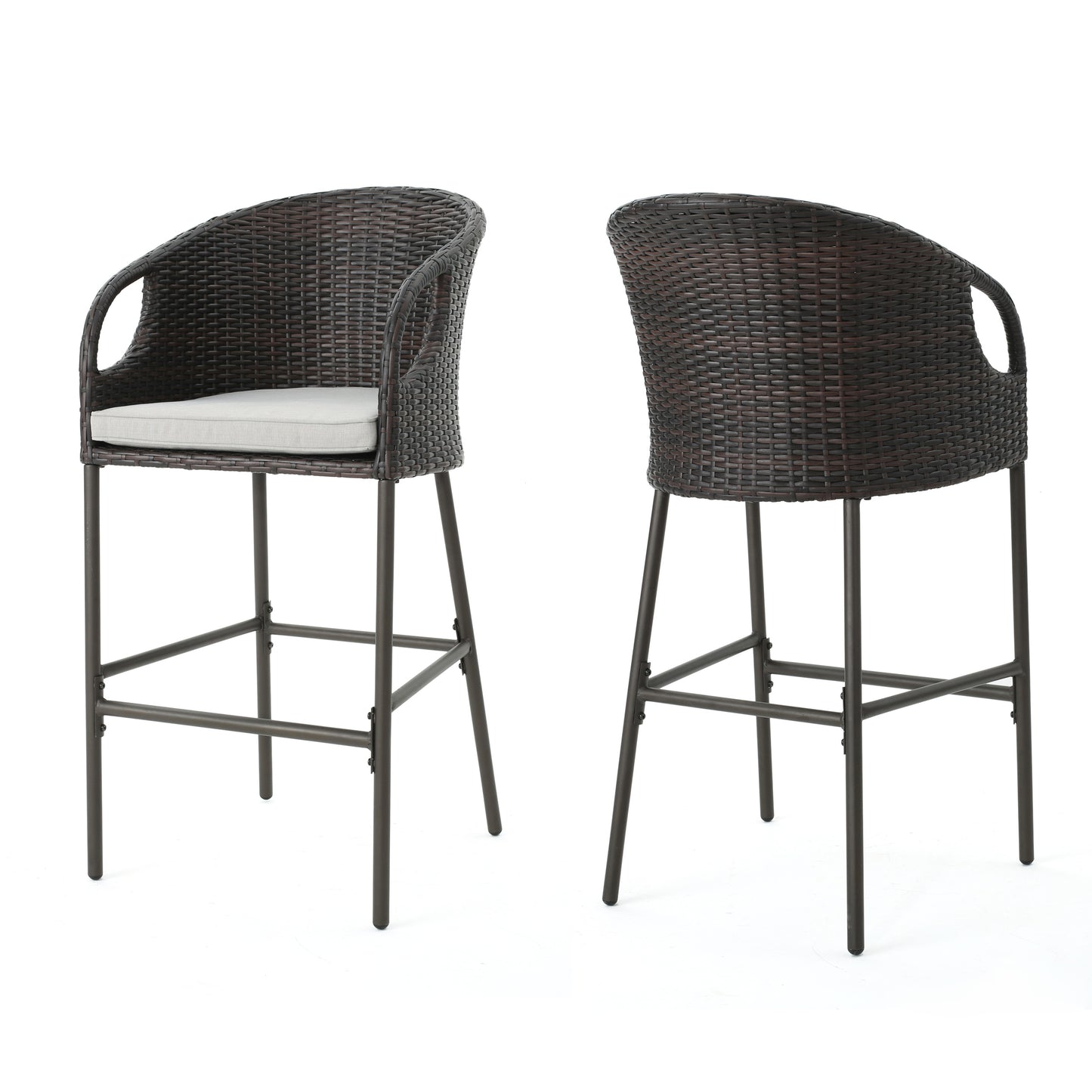 Dunlevy 31-Inch Outdoor Wicker Barstools with Water Resistant Cushions