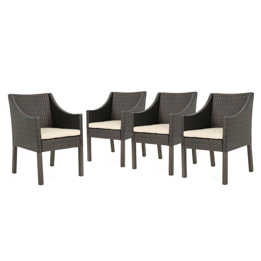 Aspen Outdoor Wicker Dining Chairs with Water Resistant Cushions (Set of 4)