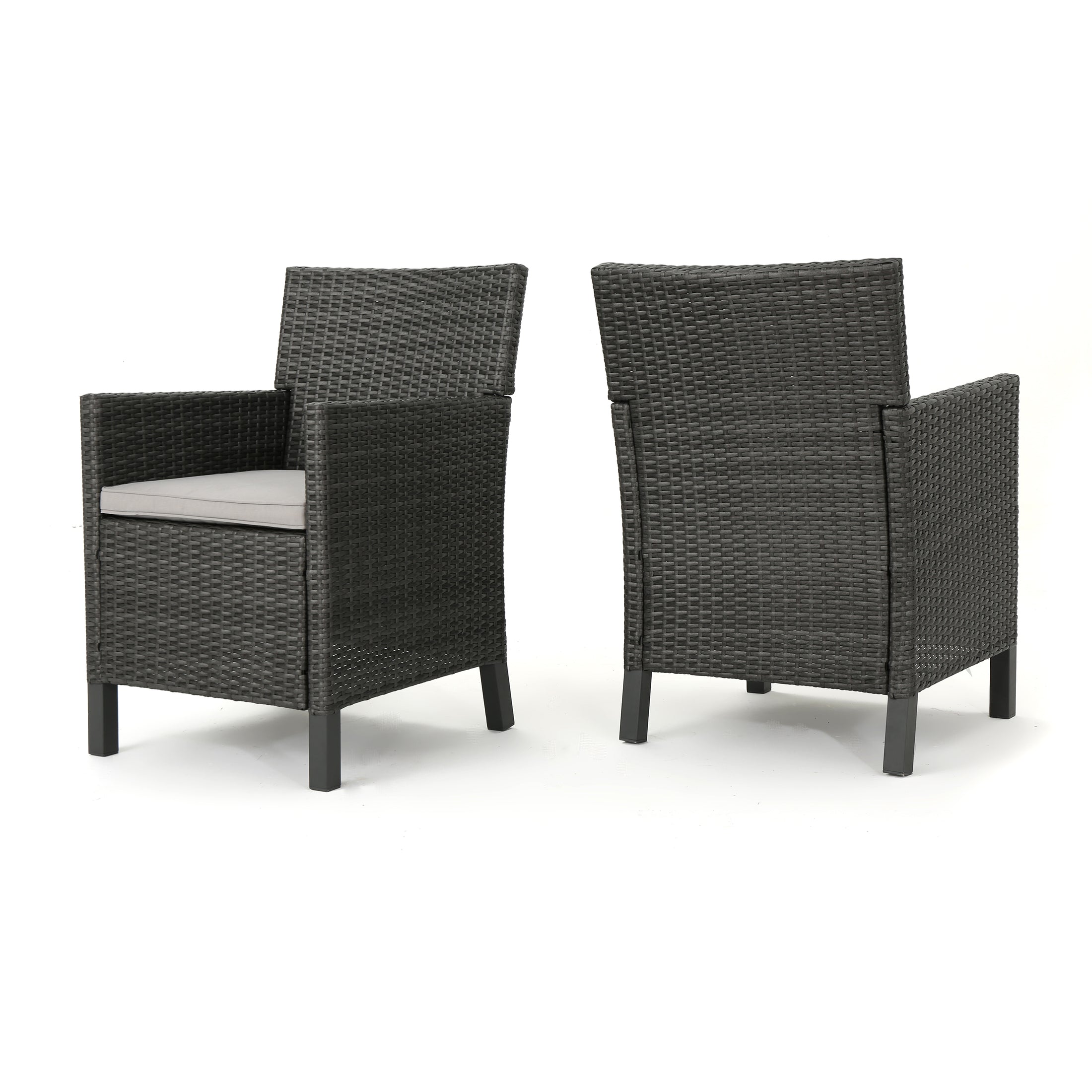 Cyrus Outdoor Wicker Dining Chairs with Water Resistant Cushions (Set