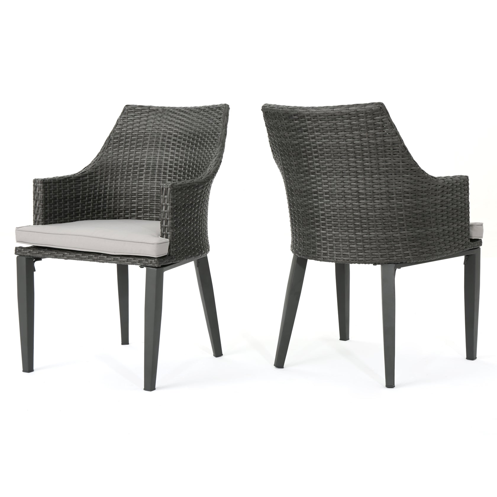 Hillcrest Outdoor Wicker Dining Chairs with Water Resistant Cushions ( GDFStudio