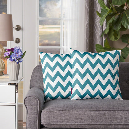 Ernest Indoor Zig Zag Striped Water Resistant Square Throw Pillows (Set of 2)