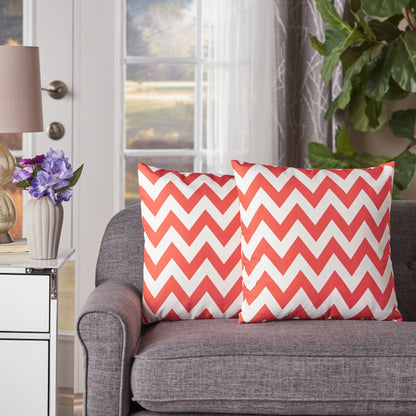 Ernest Indoor Zig Zag Striped Water Resistant Square Throw Pillows (Set of 2)