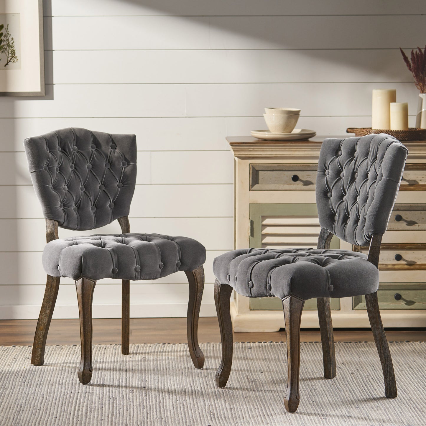 Violetta French Design Charcoal Dining Chair (Set of 2)