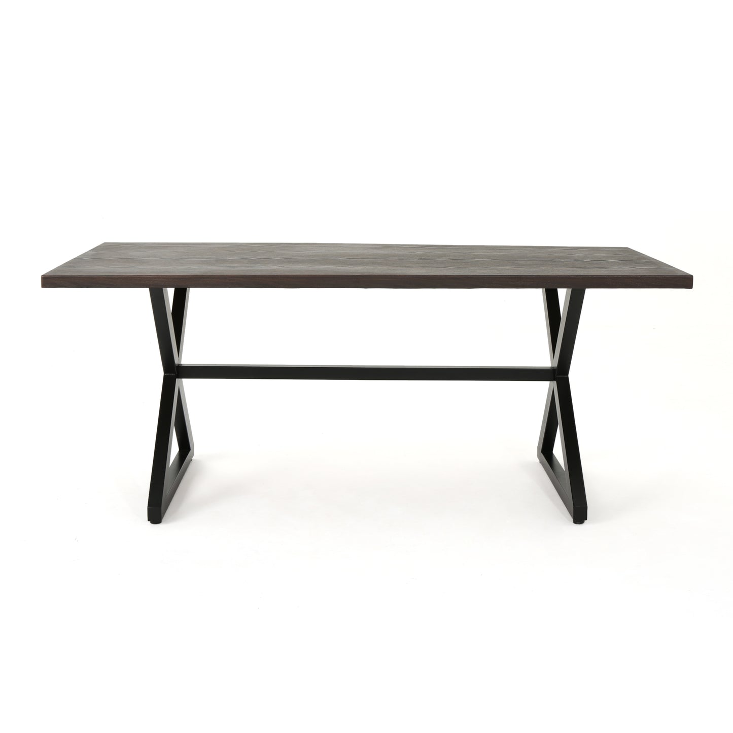 Rosarito Outdoor Aluminum Dining Table with Black Steel Frame