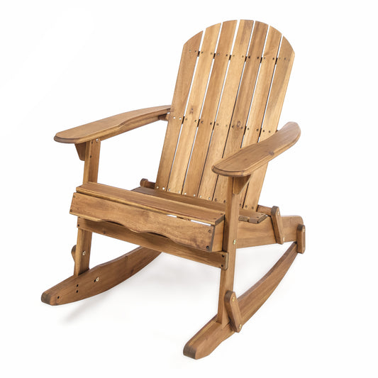 Vivian Outdoor Acacia Wood Adirondack Rocking Chair