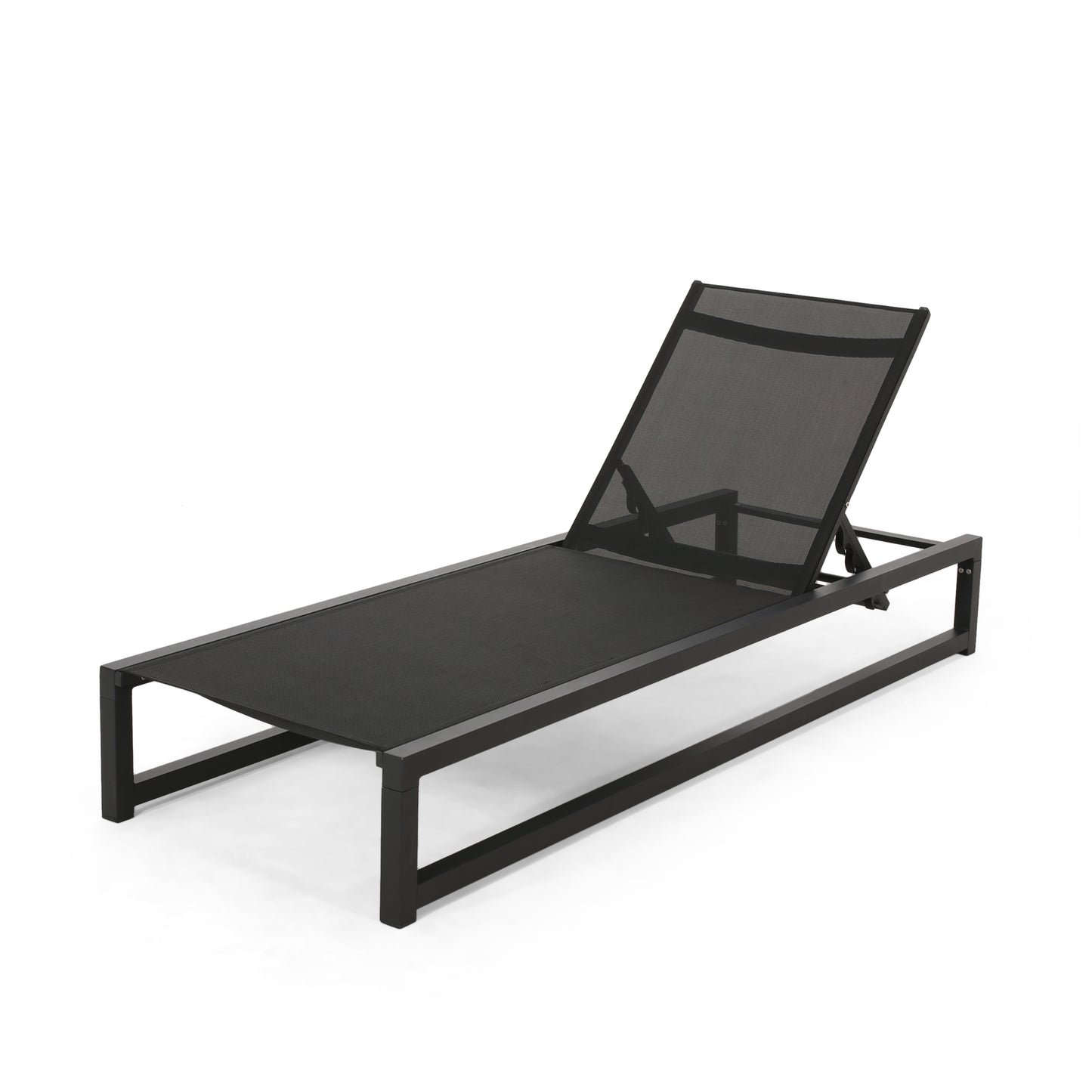 Moderna Outdoor Aluminum Chaise Lounge Set with C-Shaped End Table