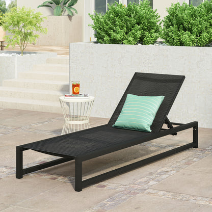 Moderna Outdoor Aluminum Chaise Lounge with Mesh Seating