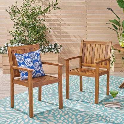 Kylan Outdoor Acacia Wood Dining Chairs (Set of 2)