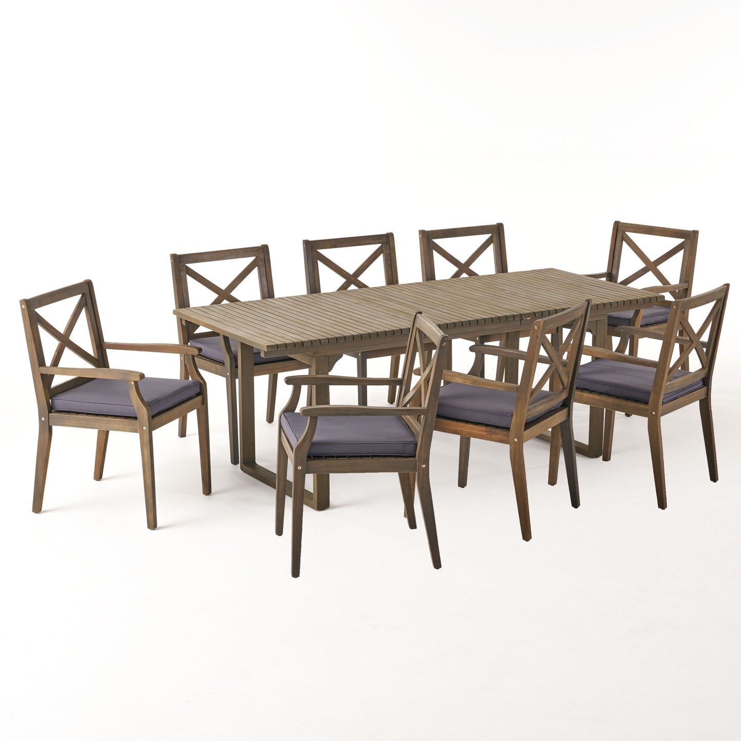 Estelle Outdoor 8 Seater Expandable Acacia Wood Dining Set