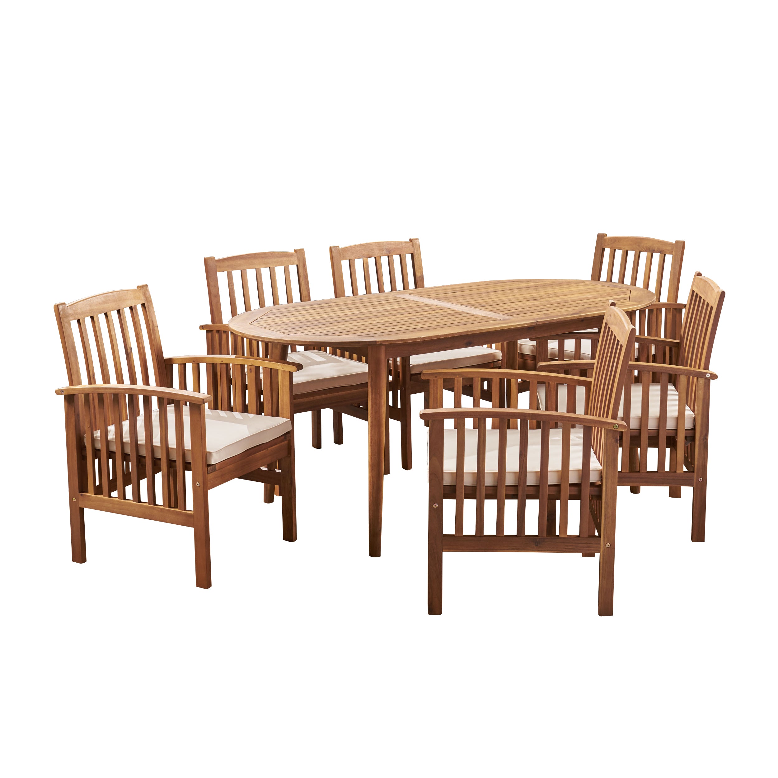 Phoenix Outdoor Acacia 6-Seater Dining Set with Cushions and 71