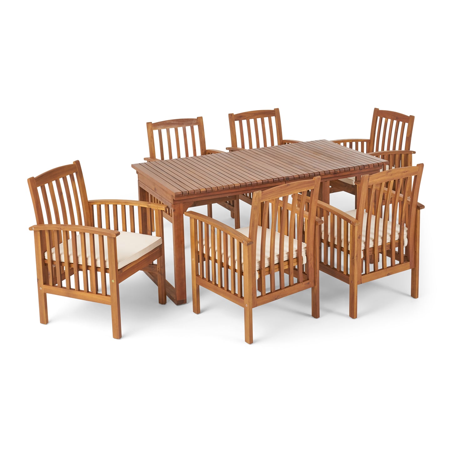Bowdon Outdoor 6 Seater Expandable Acacia Wood Dining Set